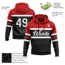 Laden Sie das Bild in den Galerie-Viewer, Uksn Individuelles Bestickt Schwarz Weiß-Rot Linie Sport Pullover Sweatshirt Hoodie