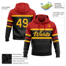 Laden Sie das Bild in den Galerie-Viewer, Uksn Individuelles Bestickt Schwarz Gold-Rot Linie Sport Pullover Sweatshirt Hoodie