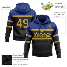 Laden Sie das Bild in den Galerie-Viewer, Uksn Individuelles Bestickt Schwarz Altgold-Royalblau Linie Sport Pullover Sweatshirt Hoodie