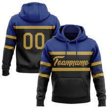 Laden Sie das Bild in den Galerie-Viewer, Uksn Individuelles Bestickt Schwarz Altgold-Royalblau Linie Sport Pullover Sweatshirt Hoodie