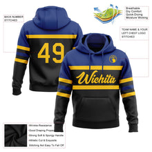 Laden Sie das Bild in den Galerie-Viewer, Uksn Individuelles Bestickt Schwarz Gelb-Royalblau Linie Sport Pullover Sweatshirt Hoodie