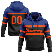 Laden Sie das Bild in den Galerie-Viewer, Uksn Individuelles Bestickt Schwarz Orange-Royalblau Linie Sport Pullover Sweatshirt Hoodie