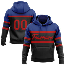 Laden Sie das Bild in den Galerie-Viewer, Uksn Individuelles Bestickt Schwarz Rot-Royalblau Linie Sport Pullover Sweatshirt Hoodie
