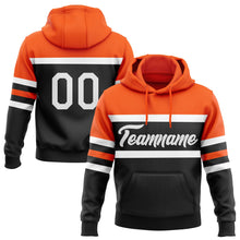 Laden Sie das Bild in den Galerie-Viewer, Uksn Individuelles Bestickt Schwarz Weiß-Orange Linie Sport Pullover Sweatshirt Hoodie