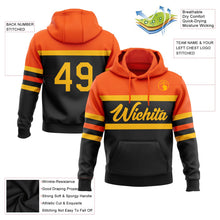 Laden Sie das Bild in den Galerie-Viewer, Uksn Individuelles Bestickt Schwarz Gold-Orange Linie Sport Pullover Sweatshirt Hoodie