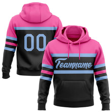 Laden Sie das Bild in den Galerie-Viewer, Uksn Individuelles Bestickt Schwarz Hellblau-Pink Linie Sport Pullover Sweatshirt Hoodie