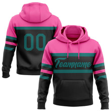 Laden Sie das Bild in den Galerie-Viewer, Uksn Individuelles Bestickt Schwarz Petrol-Pink Linie Sport Pullover Sweatshirt Hoodie