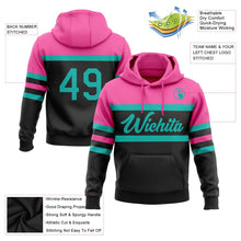 Laden Sie das Bild in den Galerie-Viewer, Uksn Individuelles Bestickt Schwarz Aqua-Pink Linie Sport Pullover Sweatshirt Hoodie