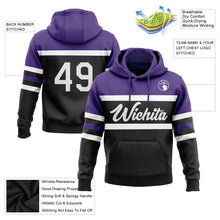 Laden Sie das Bild in den Galerie-Viewer, Uksn Individuelles Bestickt Schwarz Weiß-Violett Linie Sport Pullover Sweatshirt Hoodie
