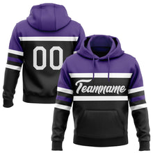 Laden Sie das Bild in den Galerie-Viewer, Uksn Individuelles Bestickt Schwarz Weiß-Violett Linie Sport Pullover Sweatshirt Hoodie