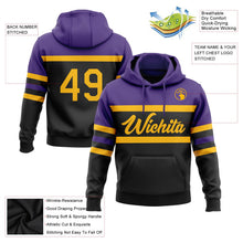Laden Sie das Bild in den Galerie-Viewer, Uksn Individuelles Bestickt Schwarz Gold-Violett Linie Sport Pullover Sweatshirt Hoodie