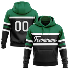 Laden Sie das Bild in den Galerie-Viewer, Uksn Individuelles Bestickt Schwarz Weiß-Kelly-Grün Linie Sport Pullover Sweatshirt Hoodie