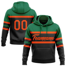 Laden Sie das Bild in den Galerie-Viewer, Uksn Individuelles Bestickt Schwarz Orange-Kelly-Grün Linie Sport Pullover Sweatshirt Hoodie