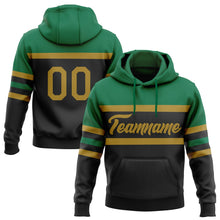 Laden Sie das Bild in den Galerie-Viewer, Uksn Individuelles Bestickt Schwarz Altgold-Kelly-Grün Linie Sport Pullover Sweatshirt Hoodie