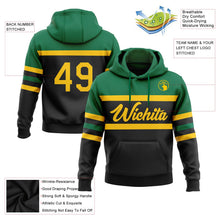Laden Sie das Bild in den Galerie-Viewer, Uksn Individuelles Bestickt Schwarz Gelb-Kelly-Grün Linie Sport Pullover Sweatshirt Hoodie