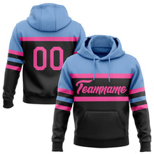 Laden Sie das Bild in den Galerie-Viewer, Uksn Individuelles Bestickt Schwarz Pink-Hellblau Linie Sport Pullover Sweatshirt Hoodie