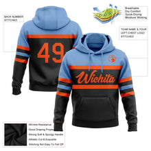 Laden Sie das Bild in den Galerie-Viewer, Uksn Individuelles Bestickt Schwarz Orange-Hellblau Linie Sport Pullover Sweatshirt Hoodie