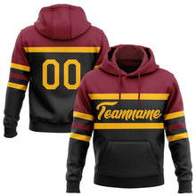 Laden Sie das Bild in den Galerie-Viewer, Uksn Individuelles Bestickt Schwarz Gold-Karmesinrot Linie Sport Pullover Sweatshirt Hoodie
