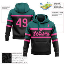 Laden Sie das Bild in den Galerie-Viewer, Uksn Individuelles Bestickt Schwarz Pink-Petrol Linie Sport Pullover Sweatshirt Hoodie