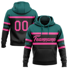 Laden Sie das Bild in den Galerie-Viewer, Uksn Individuelles Bestickt Schwarz Pink-Petrol Linie Sport Pullover Sweatshirt Hoodie