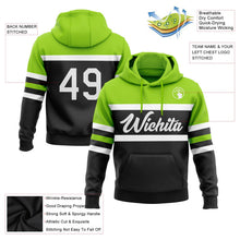 Laden Sie das Bild in den Galerie-Viewer, Uksn Individuelles Bestickt Schwarz Weiß-Neongrün Linie Sport Pullover Sweatshirt Hoodie