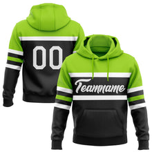 Laden Sie das Bild in den Galerie-Viewer, Uksn Individuelles Bestickt Schwarz Weiß-Neongrün Linie Sport Pullover Sweatshirt Hoodie
