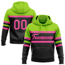 Laden Sie das Bild in den Galerie-Viewer, Uksn Individuelles Bestickt Schwarz Pink-Neongrün Linie Sport Pullover Sweatshirt Hoodie