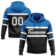 Laden Sie das Bild in den Galerie-Viewer, Uksn Individuelles Bestickt Schwarz Weiß-Blau Linie Sport Pullover Sweatshirt Hoodie