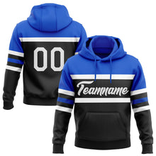 Laden Sie das Bild in den Galerie-Viewer, Uksn Individuelles Bestickt Schwarz Weiß-Gewitterblau Linie Sport Pullover Sweatshirt Hoodie