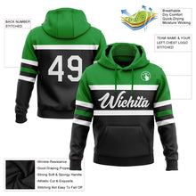 Laden Sie das Bild in den Galerie-Viewer, Uksn Individuelles Bestickt Schwarz Weiß-Grasgrün Linie Sport Pullover Sweatshirt Hoodie