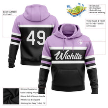 Laden Sie das Bild in den Galerie-Viewer, Uksn Individuelles Bestickt Schwarz Weiß-Hellviolett Linie Sport Pullover Sweatshirt Hoodie