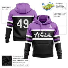 Laden Sie das Bild in den Galerie-Viewer, Uksn Individuelles Bestickt Schwarz Weiß-Mittelviolett Linie Sport Pullover Sweatshirt Hoodie