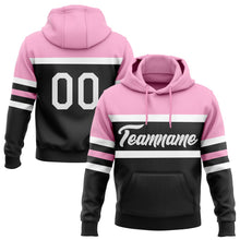 Laden Sie das Bild in den Galerie-Viewer, Uksn Individuelles Bestickt Schwarz Weiß-Hellrosa Linie Sport Pullover Sweatshirt Hoodie