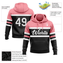 Laden Sie das Bild in den Galerie-Viewer, Uksn Individuelles Bestickt Schwarz Weiß-Mittelrosa Linie Sport Pullover Sweatshirt Hoodie