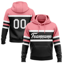 Laden Sie das Bild in den Galerie-Viewer, Uksn Individuelles Bestickt Schwarz Weiß-Mittelrosa Linie Sport Pullover Sweatshirt Hoodie