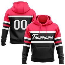 Laden Sie das Bild in den Galerie-Viewer, Uksn Individuelles Bestickt Schwarz Weiß-Neonpink Linie Sport Pullover Sweatshirt Hoodie