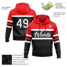 Laden Sie das Bild in den Galerie-Viewer, Uksn Individuelles Bestickt Schwarz Weiß-Feuerrot Linie Sport Pullover Sweatshirt Hoodie