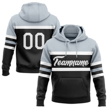 Laden Sie das Bild in den Galerie-Viewer, Uksn Individuelles Bestickt Schwarz Weiß-Silber Linie Sport Pullover Sweatshirt Hoodie