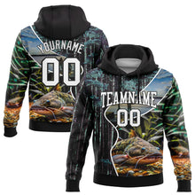 Laden Sie das Bild in den Galerie-Viewer, Uksn Individuelles Bestickt Schwarz Weiß 3D Flachkopf Wels Fisch Angeln Sport Pullover Sweatshirt Hoodie