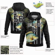 Laden Sie das Bild in den Galerie-Viewer, Uksn Individuelles Bestickt Schwarz Weiß 3D Bluegill Fisch Angeln Sport Pullover Sweatshirt Hoodie