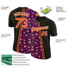 Laden Sie das Bild in den Galerie-Viewer, Uksn Individuelles Schwarz Orange-Violett 3D Halloween Funktions-T-Shirt