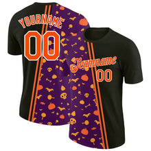 Laden Sie das Bild in den Galerie-Viewer, Uksn Individuelles Schwarz Orange-Violett 3D Halloween Funktions-T-Shirt