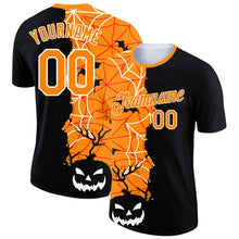 Laden Sie das Bild in den Galerie-Viewer, Uksn Individuelles Schwarz Bay Orange-Weiß 3D Halloween Funktions-T-Shirt
