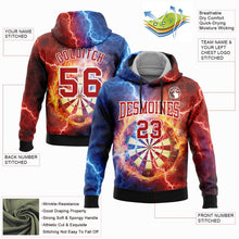 Laden Sie das Bild in den Galerie-Viewer, Uksn Individuelles Bestickt Schwarz Rot-Weiß 3D Blitz Flamme Dartboard Sport Pullover Sweatshirt Hoodie
