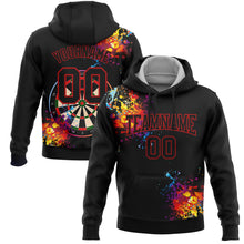 Laden Sie das Bild in den Galerie-Viewer, Uksn Individuelles Bestickt Schwarz Rot 3D Dartboard Sport Pullover Sweatshirt Hoodie