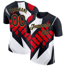 Laden Sie das Bild in den Galerie-Viewer, Uksn Individuelles Schwarz Altgold 3D Esports Funktions-T-Shirt