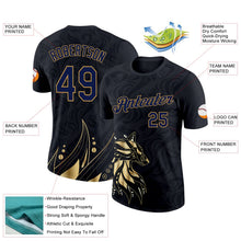 Laden Sie das Bild in den Galerie-Viewer, Uksn Individuelles Schwarz Marineblau-Altgold 3D Esports Funktions-T-Shirt