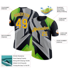 Laden Sie das Bild in den Galerie-Viewer, Uksn Individuelles Schwarz Gold Marineblau-Weiß 3D Esports Funktions-T-Shirt