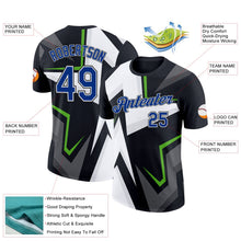 Laden Sie das Bild in den Galerie-Viewer, Uksn Individuelles Schwarz Royalblau-Weiß 3D Esports Funktions-T-Shirt