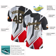 Laden Sie das Bild in den Galerie-Viewer, Uksn Individuelles Schwarz Rot Grau-Altgold 3D Esports Funktions-T-Shirt